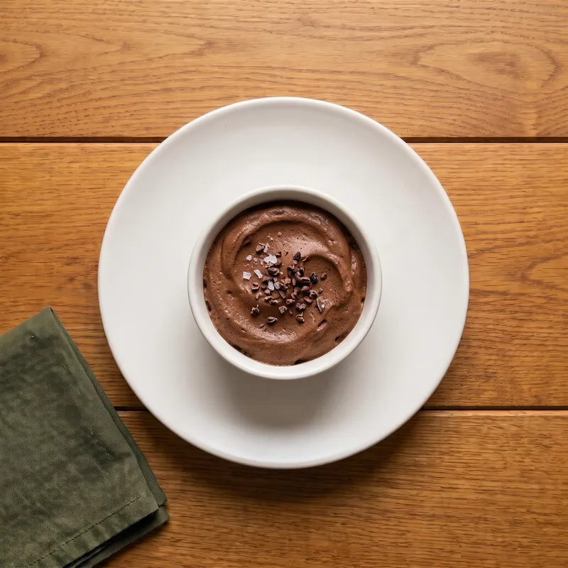 Mousse au chocolat noir grand cru, vu de dessus